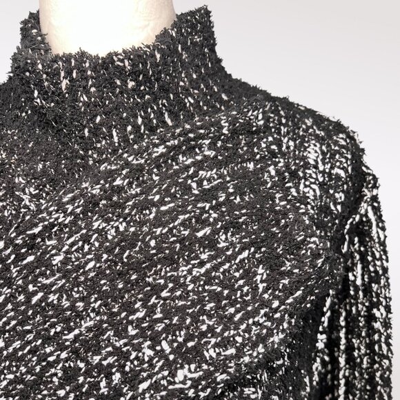 Steve Madden Black White Marled Knit Mock Neck Sweater Size Large - Picture 9 of 10